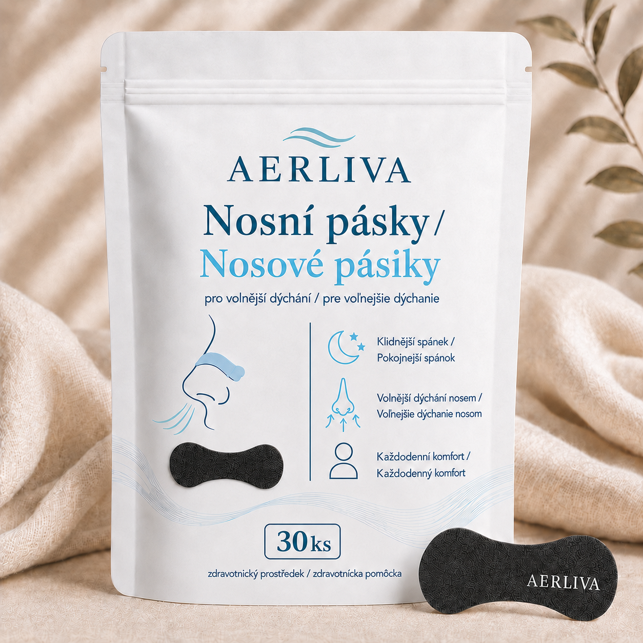 AERLIVA Nosové pásiky 40 ks – pre voľnejšie dýchanie